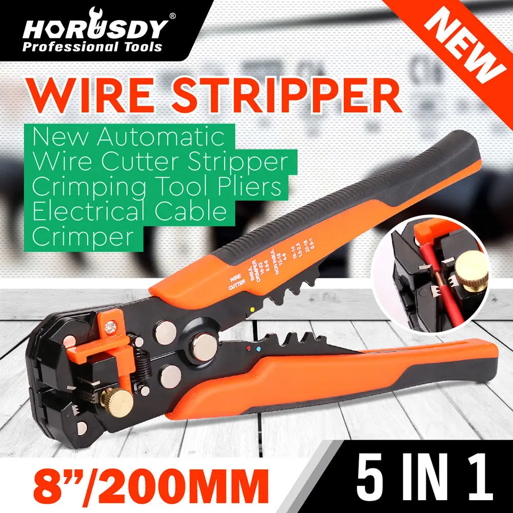 8" Wire Cutter Crimper Cable Strippers Pliers Self Adjusting Hand Cutting Tool 