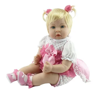 

22inch soft silicone reborn baby dolls blond girl newborn baby reborn toddler doll for child present bebe reborn boneca lol toys