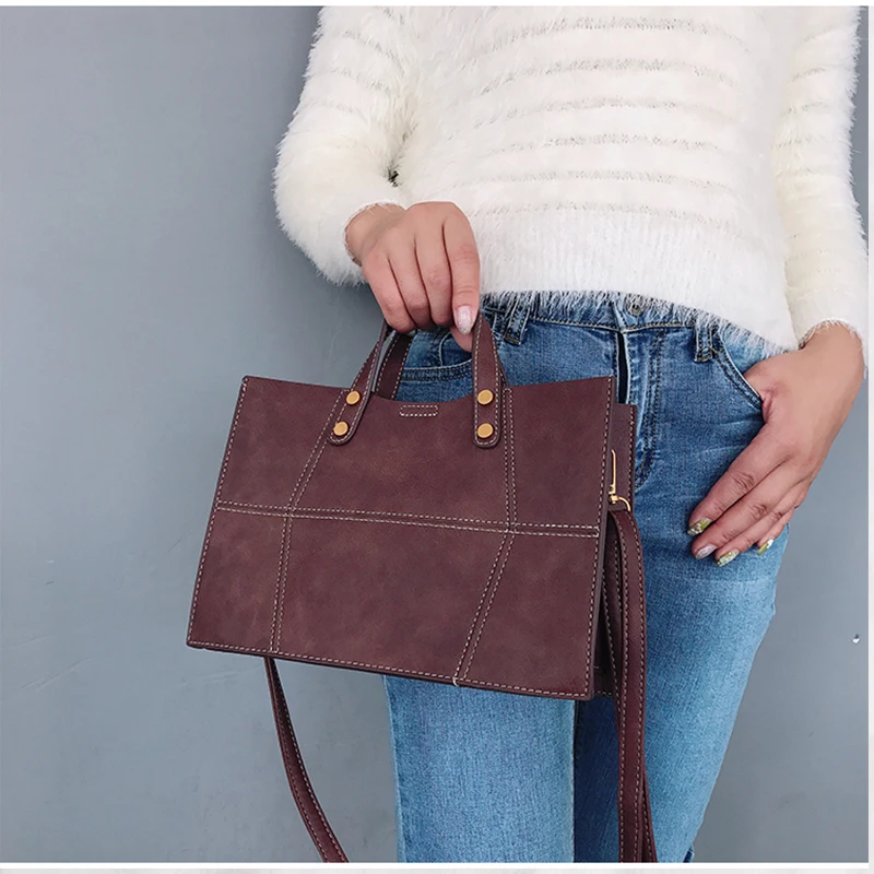 

Vintage chic 2018 tote shoulder bag for women sac a main femme High Quality PU Leather Women Messenger Bag Medium de marque