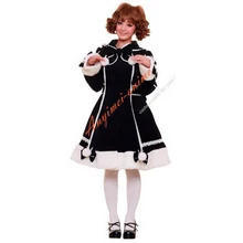Free Shipping Gothic Lolita Punk Sweet Fashion Black Wool Coat Jacket Cosplay Costume Tailor-Made