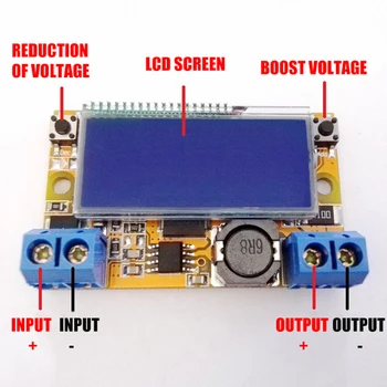 

1pc Power Supply Module LCD Display DC-DC Adjustable Step Down Power Supply Module/Voltage Current Power