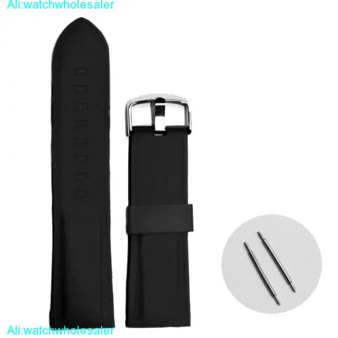 22mm Clever Black  Silicone Jelly Rubber Unisex Watch Band Straps WB1054A22JB