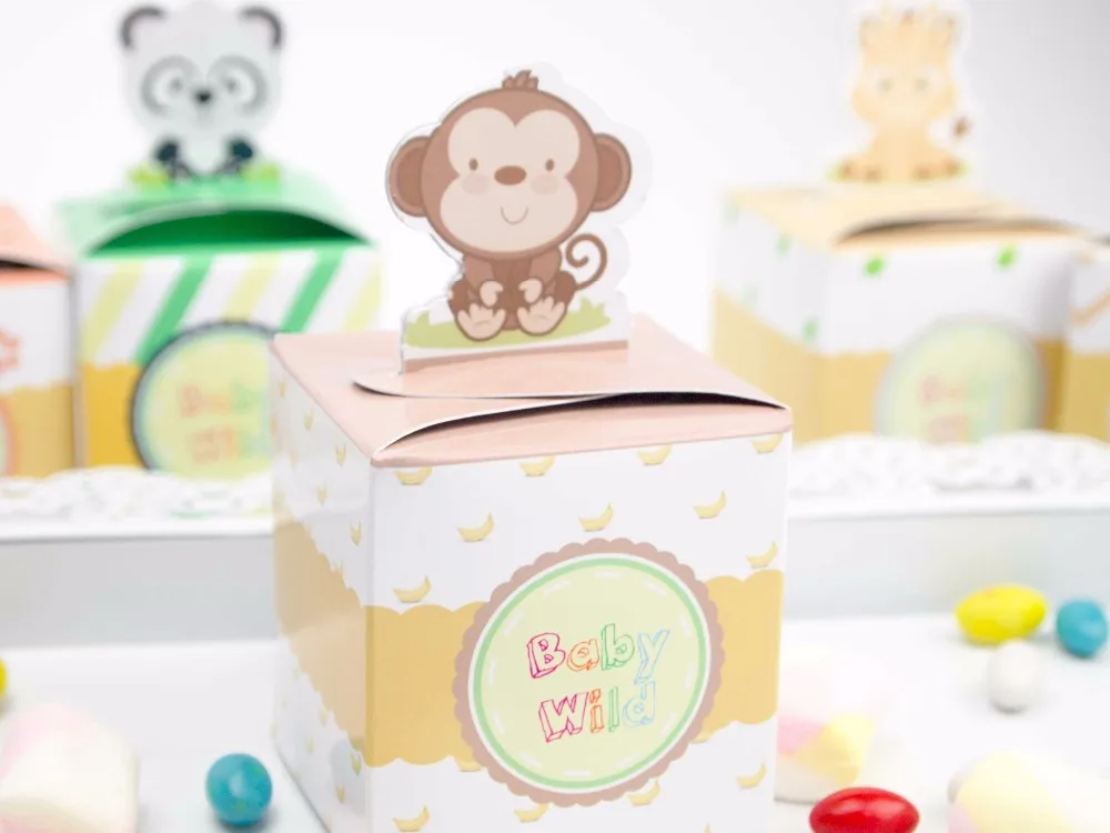 12PCS Baby Shower Favors Safari Animal Wild Favor Box Candy Box Souvenir Boy/Girl Kids Event& Party Supplies