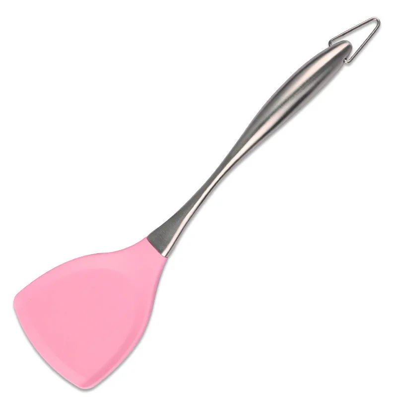 5Pcs/Set Pink/Black Stainless Steel Handle Silicone Cooking Tool Sets Egg Beater Spoon Spatula Kitchenware Kitchen Utensils Sets