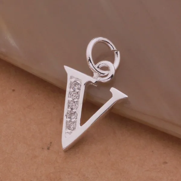 Top quality Silver color letter U, V, X, Y, Z pendant necklace with zircon jewelry gift factory price drop shipping