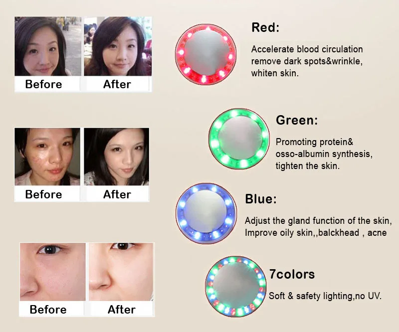 ultrasonic photon device led 7 colors lighting 3mhz ultrasound massager for face