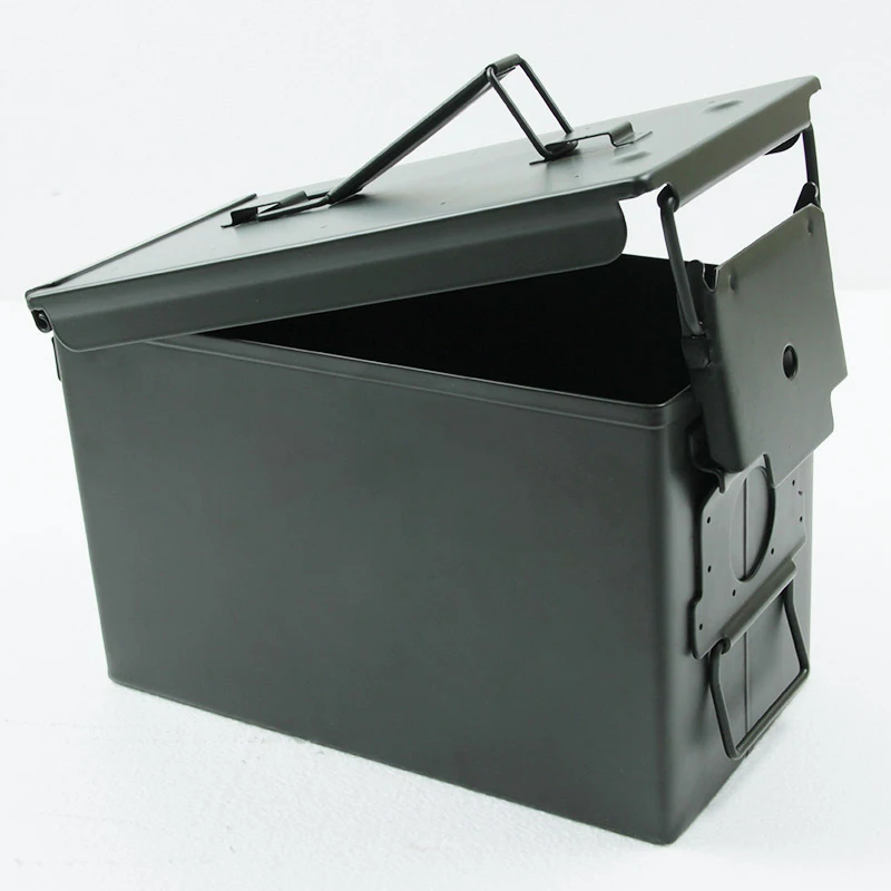  50 Cal Ammo Can All-Metal Box Military & Army Styling Stackable Gun Ammo Case Storage Holder Box He
