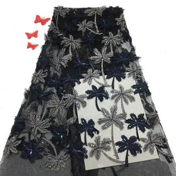 

Nigerian Lace Fabric 2019 High Quality Lace Embroidered Fabric With Sequins African Tulle Lace Fabric For Wedding rof65-1328