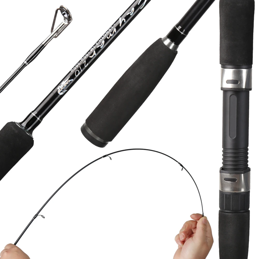 

50-300g test Fast action 2.1m Spinning fishing rod for light Jigging trout rods With Solid tip 2 sections Carbon pole