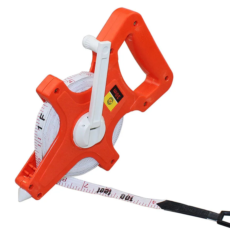 

30M Measuring Tool ABS Reel Glass Fiber Tape Measure Inch Metric Scale Plastic Insert Ruler Precision Measurement Tools