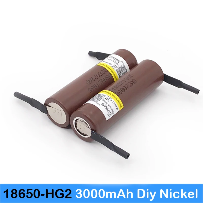 HG2 18650 3000mAh аккумулятор+ diy никель 3,6 V разряда 20A для электронной сигареты 3000mah jy3