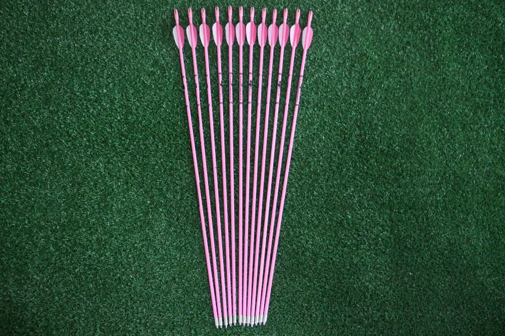 12Pcs Pink Fiberglass Arrows 28" Girl Woman Type Archery Hunting for