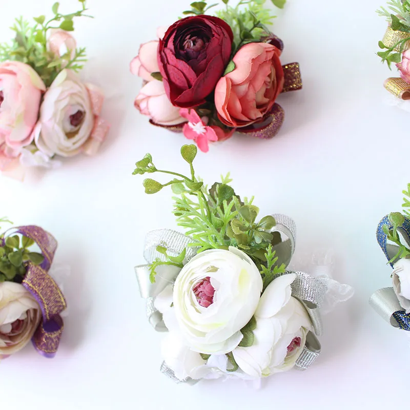 Wrist Corsage Bracelet wrist flowers artificial flowers rose  (21)