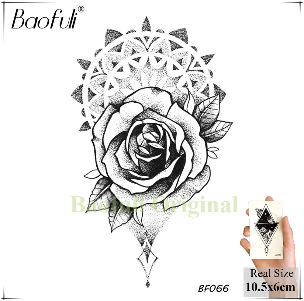 Baofuli Медуза черепаха водостойкая временная татуировка наклейка черная хна тату Геометрическая Роза цветок поддельные татуировки для женщин