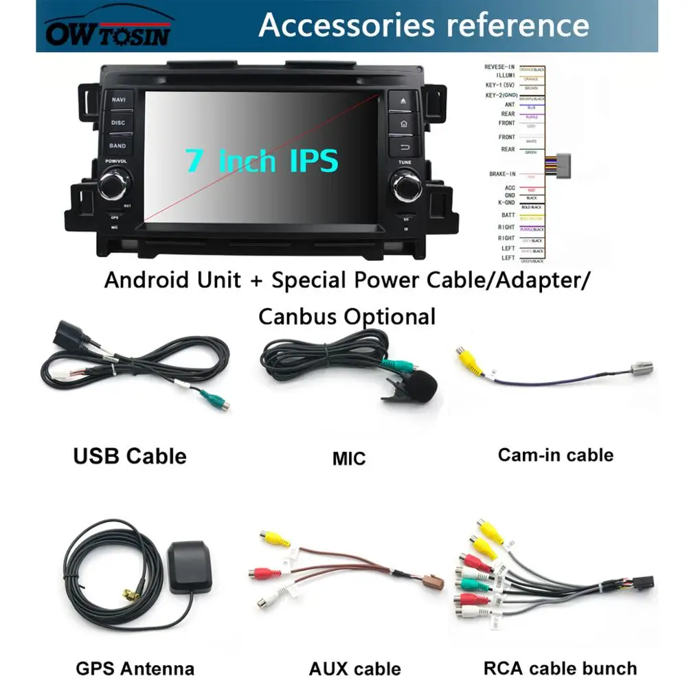 Perfect 7" IPS Octa Core 4GB RAM+64GB ROM Android 9.0 Car DVD Radio GPS Navi For Mazda CX-5 2011 2012 DSP CarPlay Parrot BT Stereo Adas 5