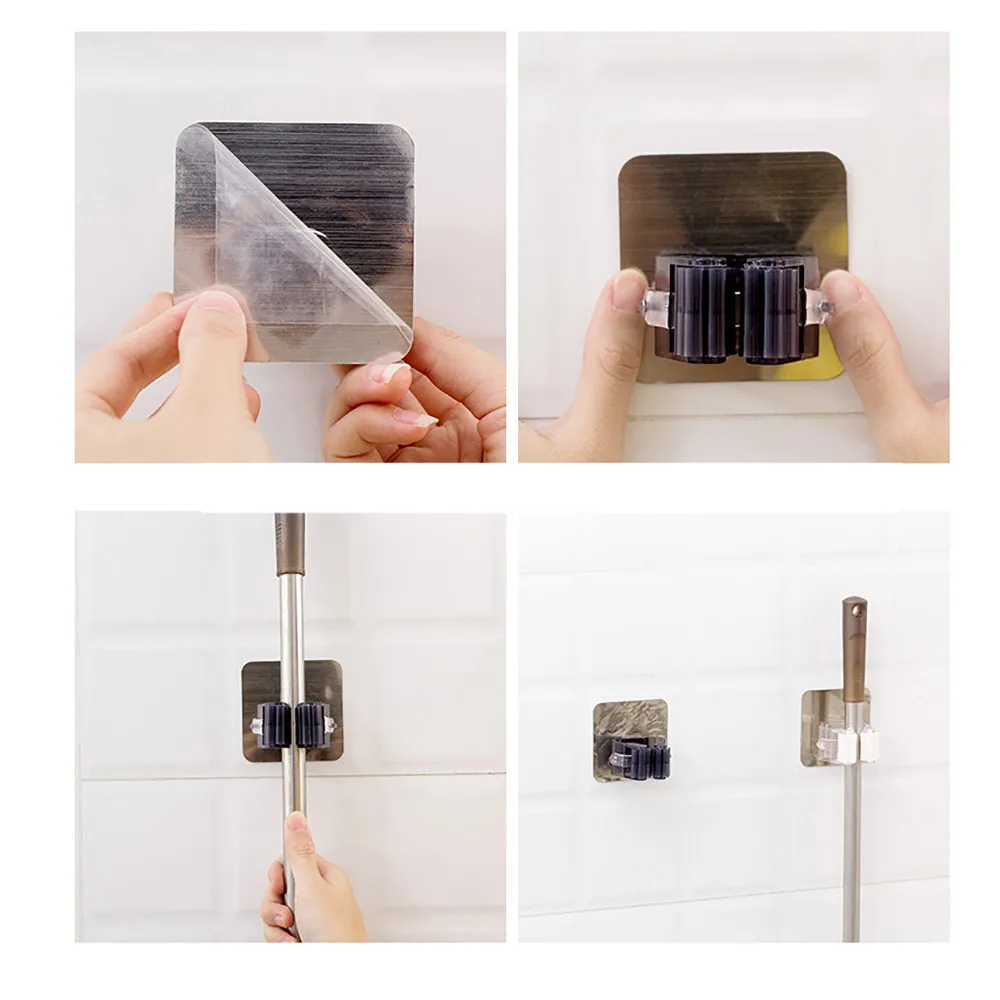 

2019 2PC Brush Broom Hanger Storage Rack Wall Mounted Mop Umbrella Holder Mother Universal Helper Home Products DROP H1812