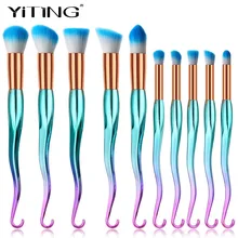

YiTing Mermaid Hook Makeup Brush Set Quality 10pcs Sword Professional Makeup Brush Set Eyeshadow Eyeliner Cosmetic Brush Set