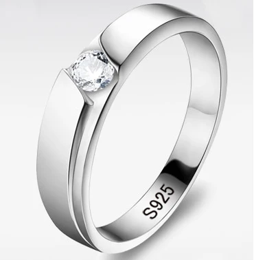 YANHUI оригинальные натуральные 925 серебряные обручальные кольца для мужчин и женщин 0.5Ct CZ набор парных колец для влюбленных JZRD09 - Цвет основного камня: 1Pcs Men Ring