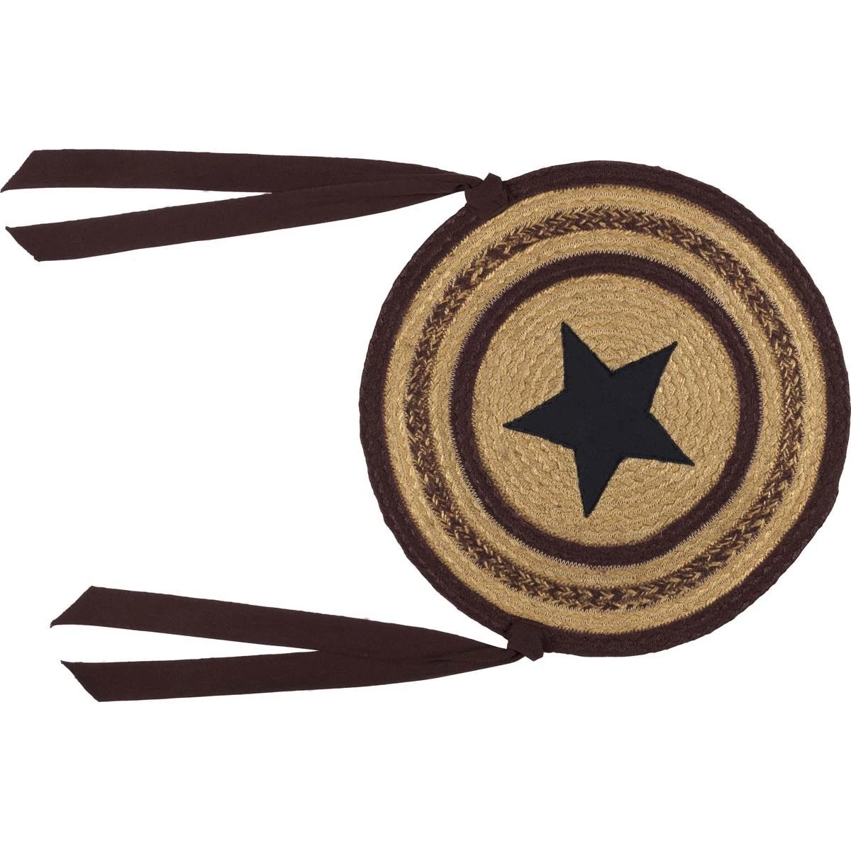 Primitive Tabletop & Kitchen Potomac Applique Star Tan Jute Chair Pad Set of 6 (2)