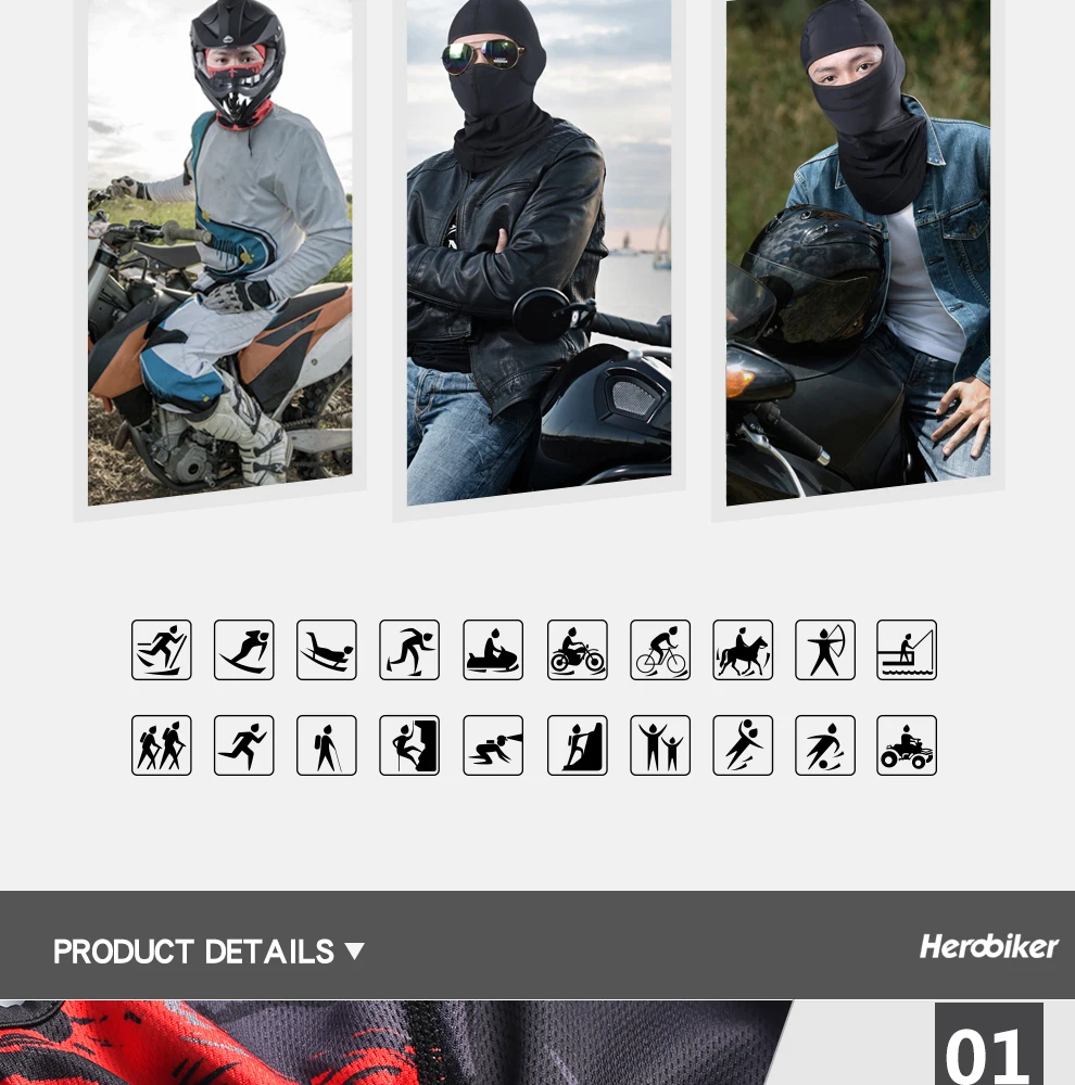HEROBIKER мотоциклетная маска Балаклава маска для лица мото маска летний Тактический шлем Лыжный Велоспорт мотоциклетная Маска Тушь мото