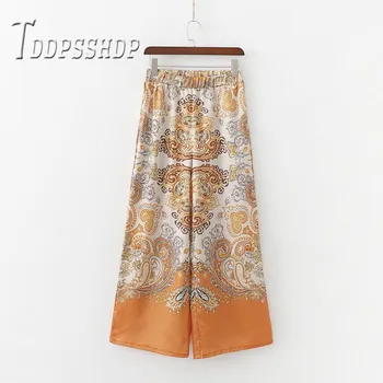 

2019 High Waist Ethnic Women Pants Chinese Ancient Auspicious Cloud Print Female Trousers