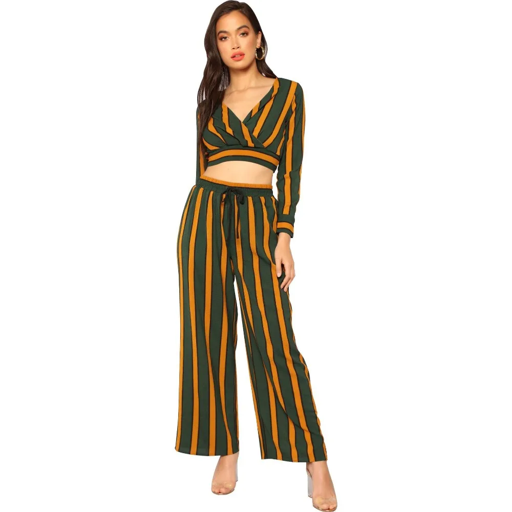Misstyle Boho костюм из двух предметов полосатые комбинезоны и комбинезоны сексуальный с высокой талией укороченный Летний комбинезон женский