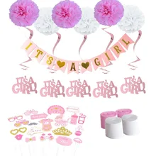 Pink Baby Shower Decoration Set With It's A Girl Banner Photo Booth Props Hanging Swirl Gender Reveal Girl Baby Shower Party Pink Baby Shower Decoration Set With It's A Girl Banner Photo Booth Props Hanging Swirl Gender Reveal Girl Baby Shower Party