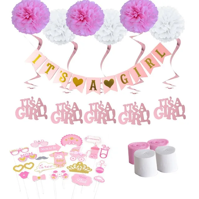 Aliexpress Com Buy Pink Baby Shower Decoration Set With It S A