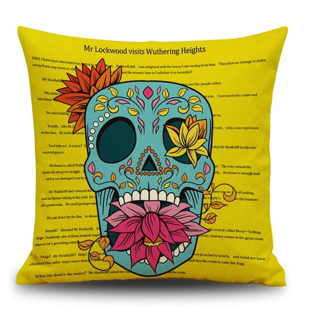 Cartoon Yellow Sweet Sugar Skull Decorative Velvet Cushion Cartoon Yellow Sweet Sugar Skull Decorative Velvet Cushion Cover Vintage Home Decor Chair Sofa Throw