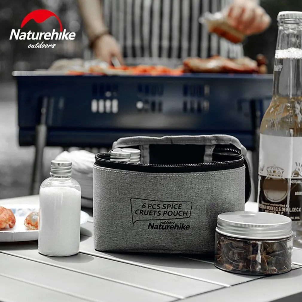 Nuevo natureunids Hike 6 piezas de especias Cruets bolsa condimento tarro caja botellas Set portátil organizar bolsa Camping barbacoa Picnic Nuevo natureunids Hike 6 piezas de especias Cruets bolsa condimento tarro caja botellas Set portátil organizar bolsa Camping barbacoa Picnic