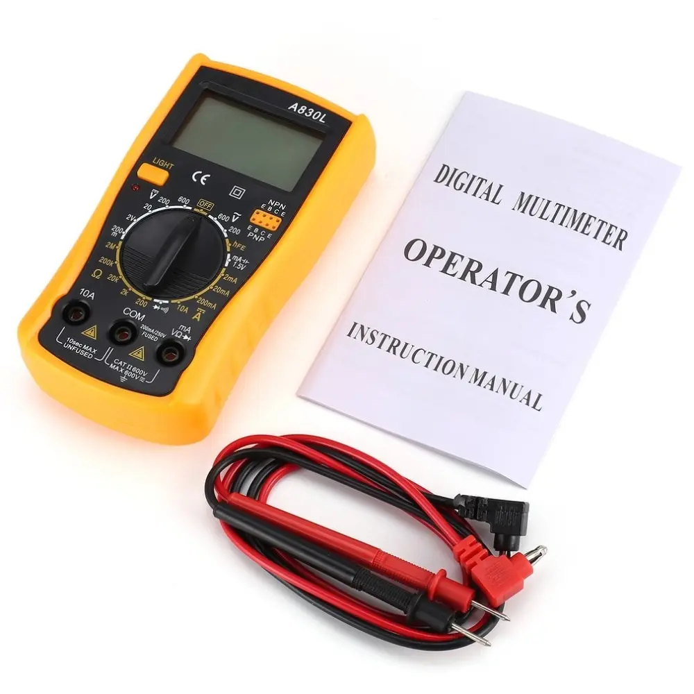 A830L Mini Pocket Digital Multimeter 1999 Counts AC/DC Volt Amp Ohm Diode hFE Continuity Tester