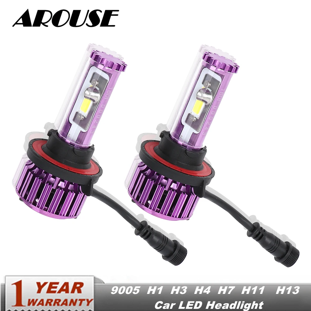 Светодиодсветодиодный лампы для передсветильник фар AROUSE H13 H7 H11 9005 H1 H3 H4 9008 COB 60 Вт