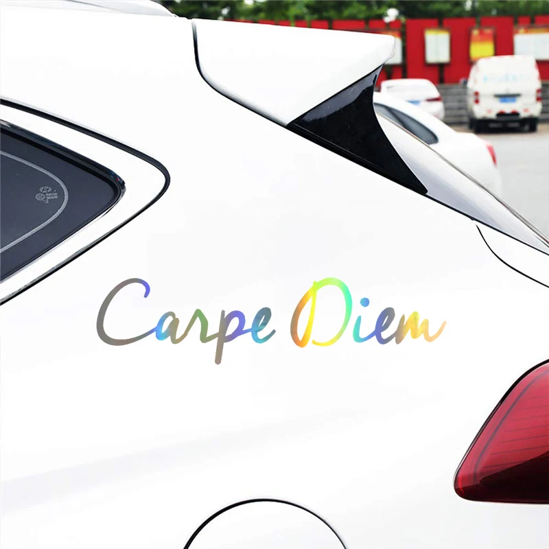 Car Sticker 3D 20.35CM CARPE DIEM Fashion Text Car Vinyl Decals Car Styling Door Wall Stickers Accessories BlackSilverLaser (1)