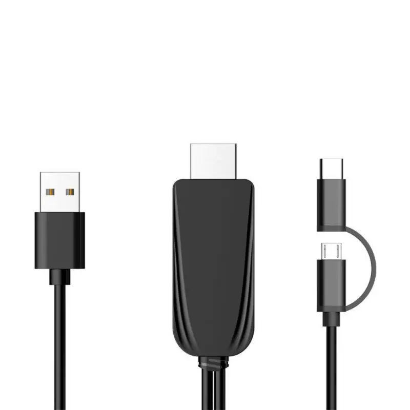 Адаптер 2 в 1 Type C + Micro USB к HDMI кабелю для SamSung HuaWei Xiaomi Oneplus смартфона проектора