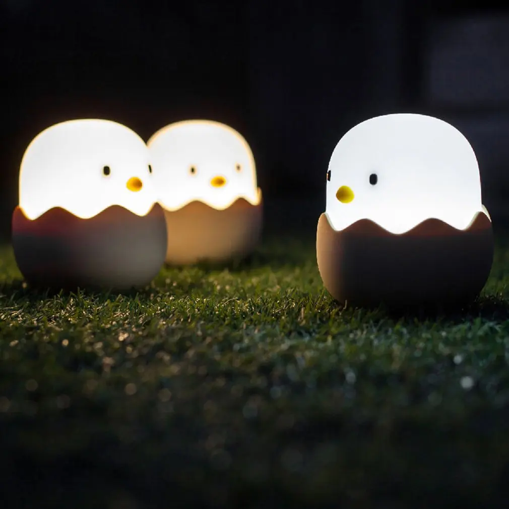 Милый птенцы спальный светильник s Мультфильм силиконовый USB зарядка яичная скорлупа курица светильник s стакан прикроватный ночной Светильник