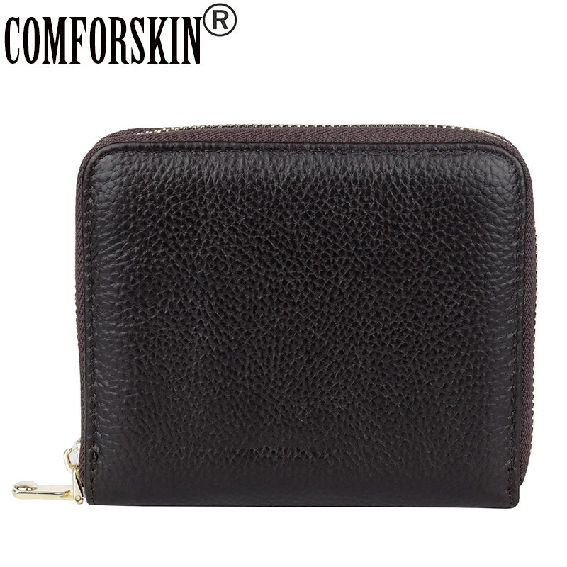 

COMFORSKIN Large Capacity Card Case Luxurious 100% Genuine Leather Litchi Pattern Multi-Card Bit Business Card Credit Holders