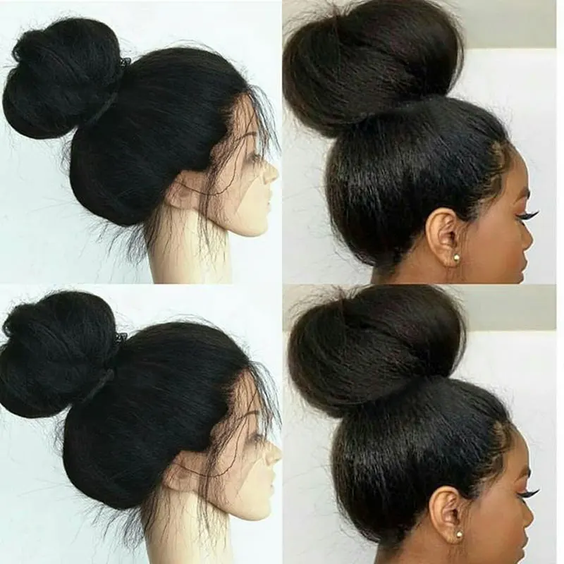 Предварительно выщипать Малайзии 360 Полное Кружева Фронтальная странный прямые человеческие волосы натуральные парики для черный Для женщин реальные парик из волос Реми парик