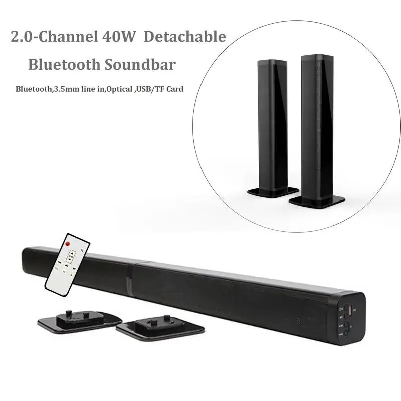 Ультра тонкий съемный Bluetooth ТВ звуковая панель 37 дюймов беспроводной динамик Встроенный сабвуфер Саундбар с оптическим для Светодиодный ТВ