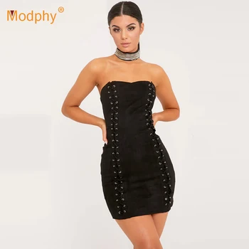 

2019 lace-up women's bandage dress sexy black pink sleeveless V-neck club celebrity party ladies mini dress bodycon Vestidos