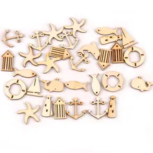 40 шт микс Океанский навигационный Узор Деревянные Ломтики для домашнего декора DIY ручной работы Альбом для вырезок для рукоделия деревянные украшения Искусство 27-31 мм M2153
