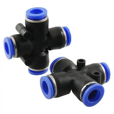 

10mm 4 Way Cross Style Pneumatic Tube Push in Quick Fittings 2 Pcs