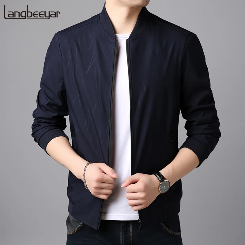 

2019 New Fashion Jackets Mens Bomber Trend Streetwear Overcoat Mandarin Collar Windbreaker Slim Fit Casual Coat Men Clothing