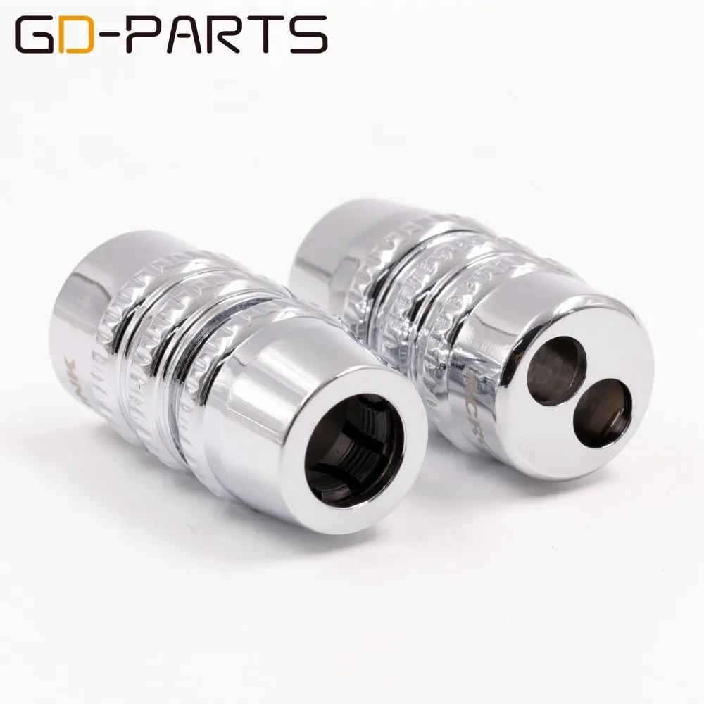 

2PCS Chrome Plated Aluminum Alloy Speaker RCA Cable Wire Splitter Y Pant Boot one 13mm to two 8mm holes