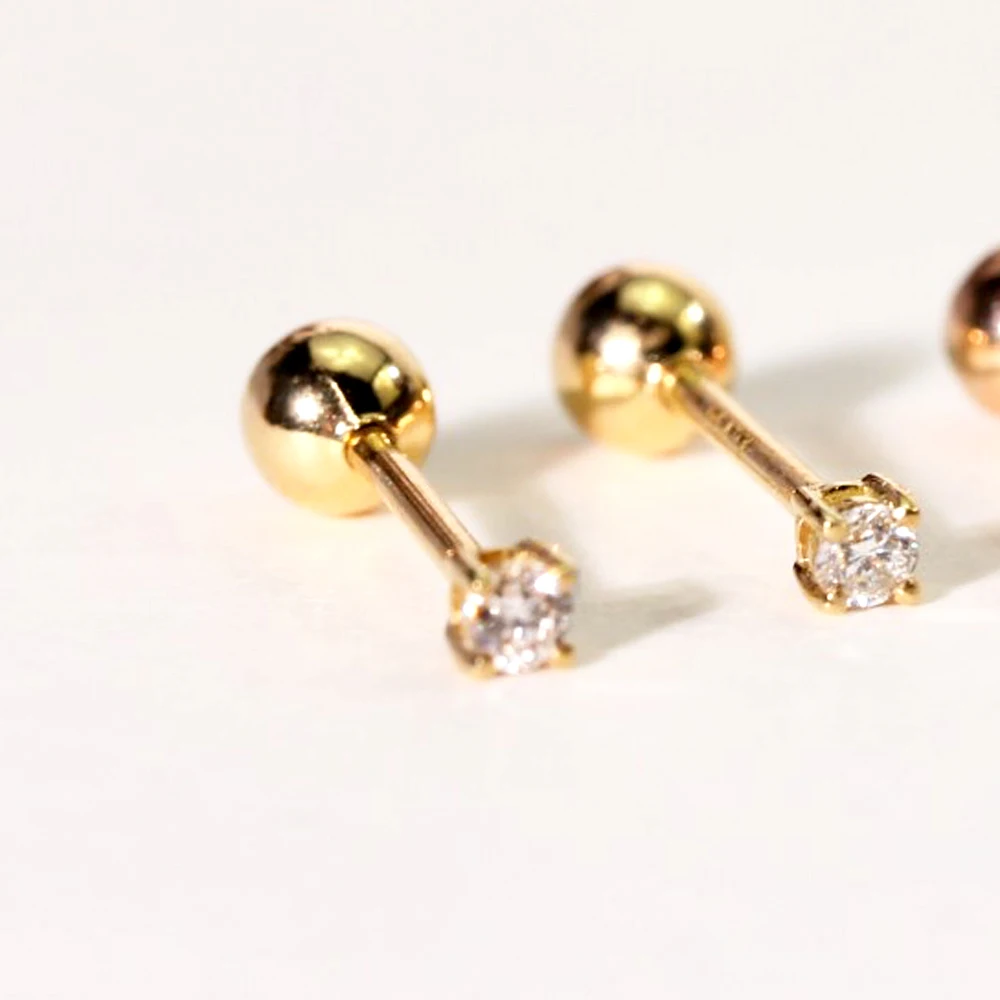 

2019 New 0.06ct Diamond Screw earrings gold 18K Luxury Jewelry for women small diamond two color for choose