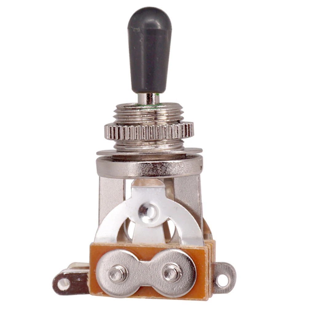 2Pcs 3-Channel Toggle Guitar 3 Way Switch Pickup Selector Toggle with Rhythm Treble Washer Ring Plate Black