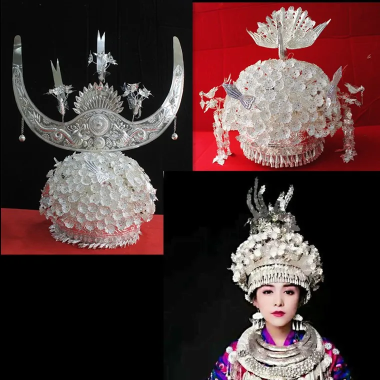 

hmong Silver Hat Headwear hmong hat Chinese folk dance accessories