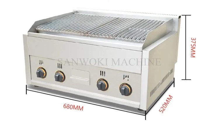 Газовая Лавовая гриль коммерческая печь для барбекю машина|rock grill|grill lava rockgas grill