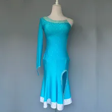 Новые стильные костюмы для латинских танцев, сексуальные костюмы для взрослых, спандекс, бриллианты, длинные рукава, латинские танцевальные платья для женщин, платья для латинских танцев, S-4XL