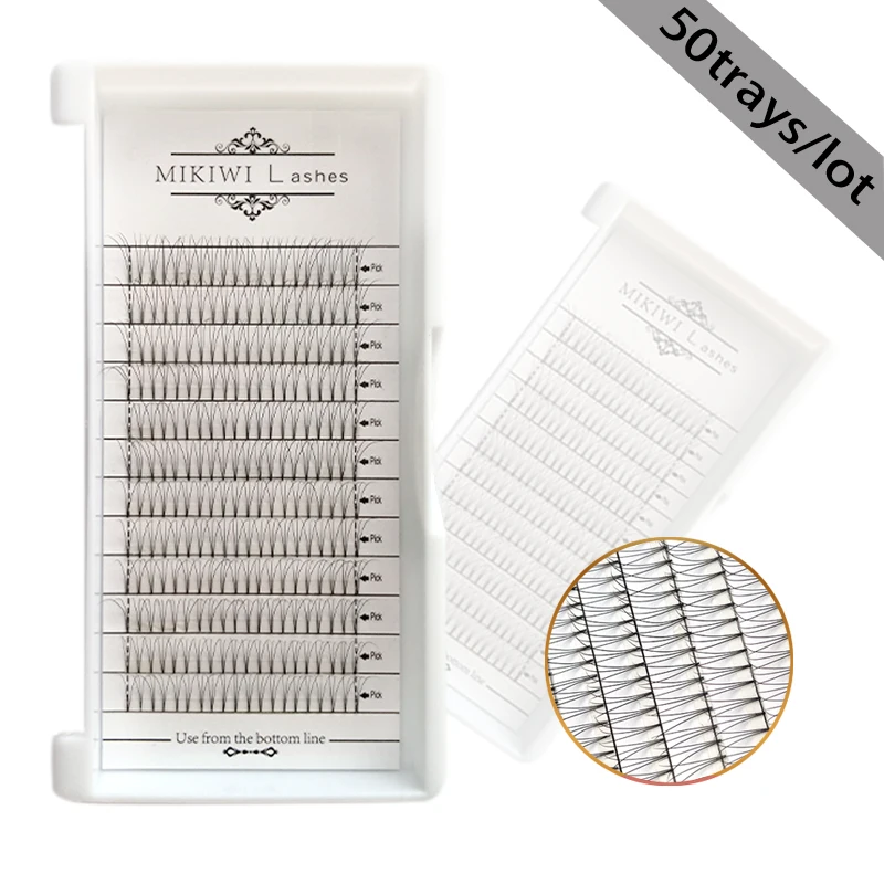 

MIKIWI russian volume lashes hand made premade fans 4D 50trays 0.07mm 12Rows root tape lashes extension makeup lashes eyelash