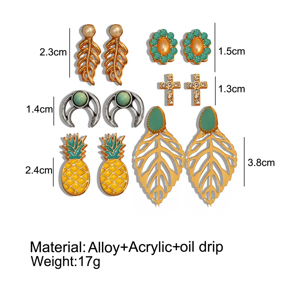 Богемный Комплект сережек для женщин в виде цветка ананаса, Винтажные серьги в виде каменных листьев, женские модные ювелирные изделия Brincos